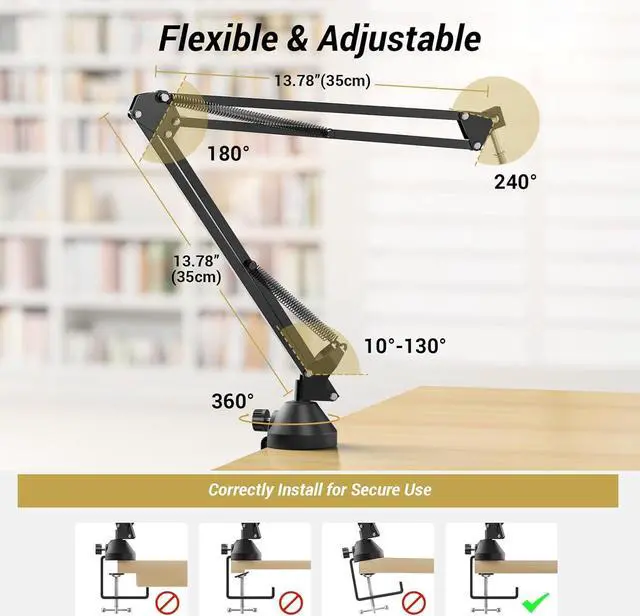 Alt view image 6 of 7 - TONOR Microphone Boom Arm, Adjustable Microfono Stand Mic Arm with Extra-large Pop Filter for HyperX Quadcast Blue Yeti Shure SM7B Rode Razer Seiren Mini SoloCast Elgato Wave, Recording Equipment T10