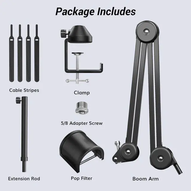 Alt view image 3 of 7 - TONOR Microphone Boom Arm with High Riser, Adjustable Microphone Stand Desk Mic Arm, Extra-large Pop Filter Compatible with Blue Yeti Quadcast Snowball Shure Rode Razer Seiren Elgato Wave T50