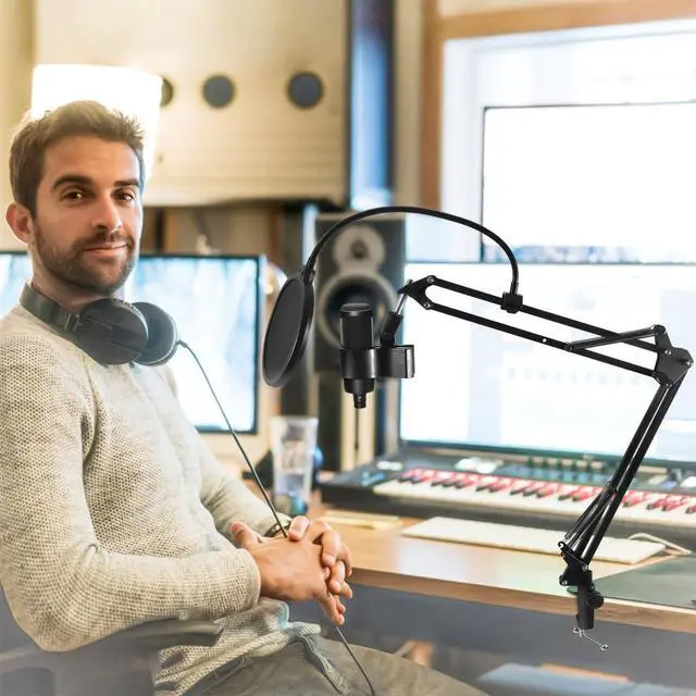 Alt view image 7 of 7 - Microphone Stand for Blue Yeti, HyperX QuadCast, Yeti Nano, Snowball and Other Mic, Adjustable Suspension Boom Arm Desk Stand with 3/8"to 5/8" 1/4" Screw, Pop Filter, Mic Clip Holder, Cable Ties