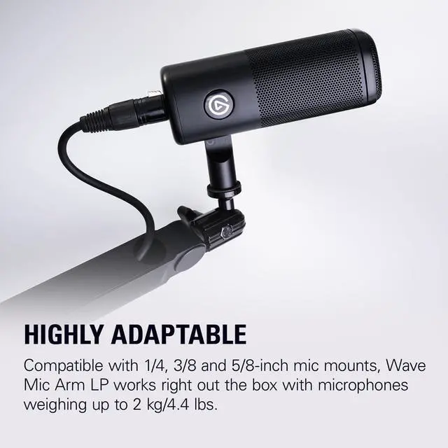 Alt view image 2 of 5 - Elgato Wave Mic Arm LP - Premium Low Profile Microphone Arm with Cable Management Channels, Desk Clamp, Versatile Mounting and Fully Adjustable, perfect for Podcast, Streaming, Gaming, Home Office