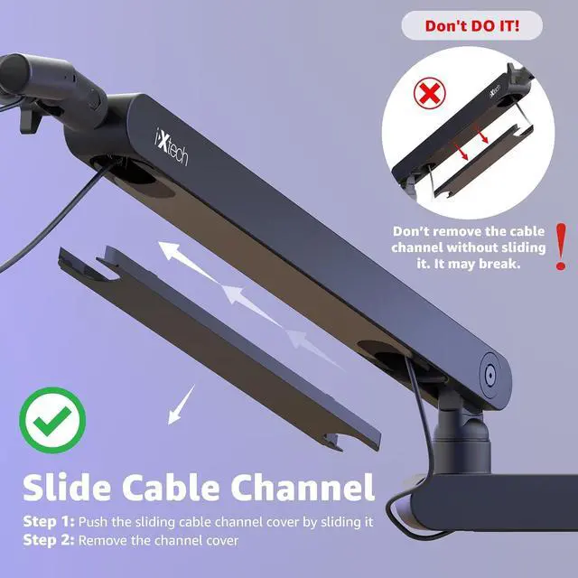 Alt view image 4 of 7 - IXTECH Mic Arm Desk Mount, Low Profile Boom Arm, Adjustable Microphone Arm with Detachable Rise Column and Built-In Cable Management, 360° Swivel Mic Boom Arm for Streaming and Recording LIZARD Model.