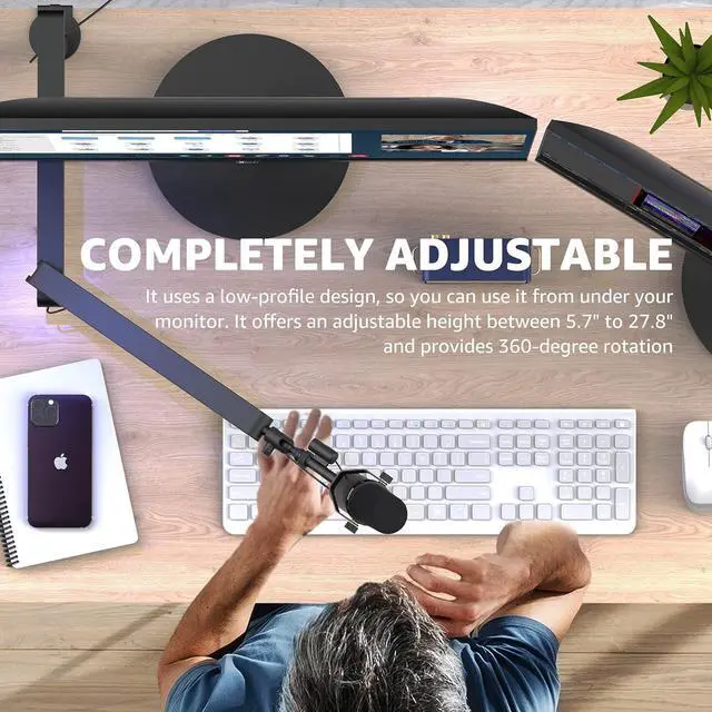 Alt view image 6 of 7 - IXTECH Mic Arm Desk Mount, Low Profile Boom Arm, Adjustable Microphone Arm with Detachable Rise Column and Built-In Cable Management, 360° Swivel Mic Boom Arm for Streaming and Recording LIZARD Model.