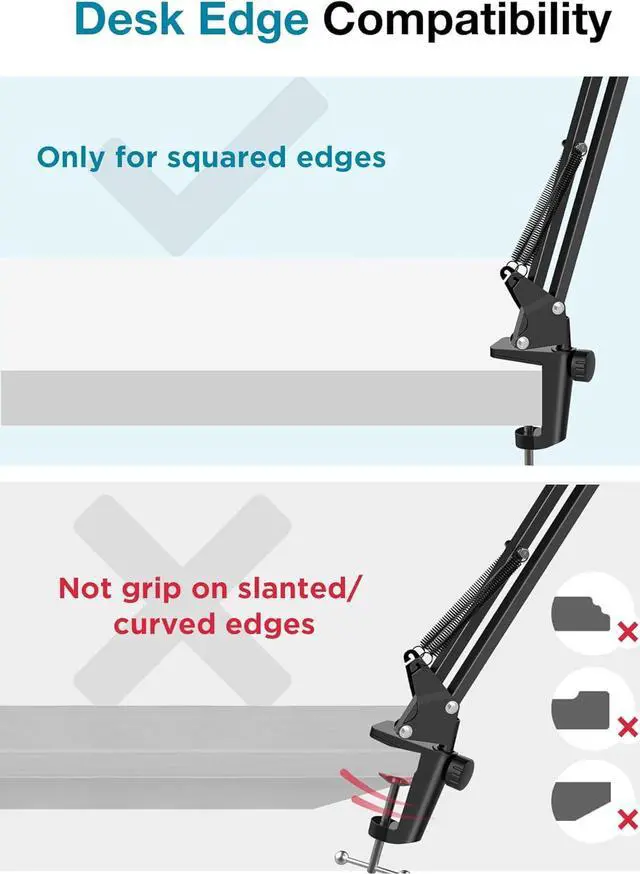 Alt view image 3 of 7 - InnoGear Microphone Arm, Upgraded Mic Arm Microphone Stand Boom Suspension Stand with 3/8" to 5/8" Screw Adapter Clip for Blue Yeti Snowball, HyperX QuadCast SoloCast, Yeti x and other Mic, Medium