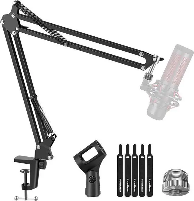 Main image of InnoGear Microphone Arm, Upgraded Mic Arm Microphone Stand Boom Suspension Stand with 3/8" to 5/8" Screw Adapter Clip for Blue Yeti Snowball, HyperX QuadCast SoloCast, Yeti x and other Mic, Medium