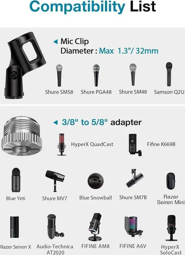 Alt view image 5 of 7 - InnoGear Microphone Arm, Upgraded Mic Arm Microphone Stand Boom Suspension Stand with 3/8" to 5/8" Screw Adapter Clip for Blue Yeti Snowball, HyperX QuadCast SoloCast, Yeti x and other Mic, Medium