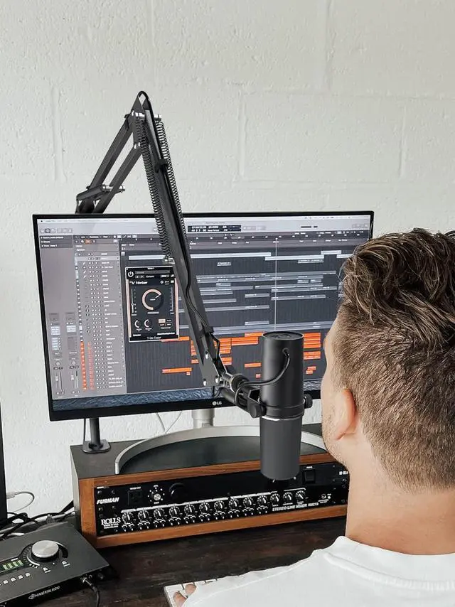 Alt view image 7 of 7 - CACENCAN Boom Arm, 360° Rotatable Microphone Stand with Desk Mount, Foldable Desk Mic Arm with 3/8'' to 5/8'' Screw Adapter, Microphone Arm for Live Streaming, Gaming, Podcasting[15 Inch Heightened]