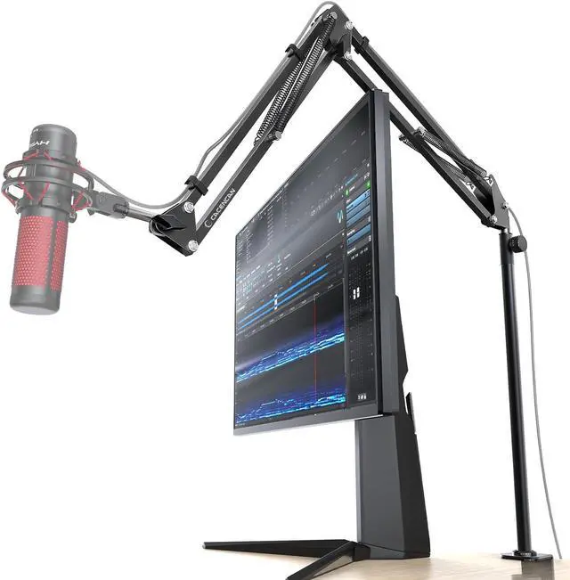 Main image of CACENCAN Boom Arm, 360° Rotatable Microphone Stand with Desk Mount, Foldable Desk Mic Arm with 3/8'' to 5/8'' Screw Adapter, Microphone Arm for Live Streaming, Gaming, Podcasting[15 Inch Heightened]