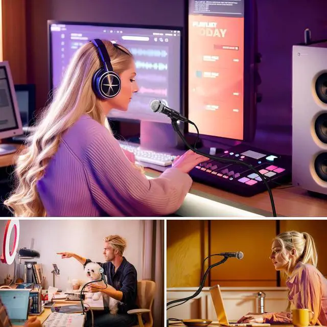 Alt view image 6 of 7 - Prizmora Microphone Arm Stand Long 20.5'' Sturdy Gooseneck Mic Stand Adjustable Microphone Arm Stand Mic Holder Flexible STIFF Mike Stand Black Compact Mic Arm for Desk Traveling