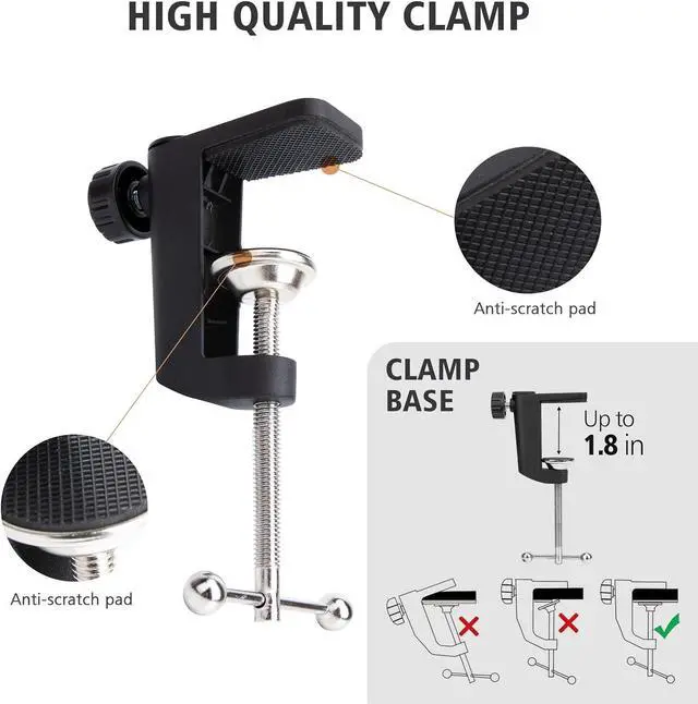 Alt view image 3 of 7 - SUNMON QuadCast Boom Arm Mic Stand, Adjustable Mic Arm with 3/8 to 5/8 Adapter, Metal Microphone Stand Desk for HyperX QuadCast, QuadCast S, Blue Yeti