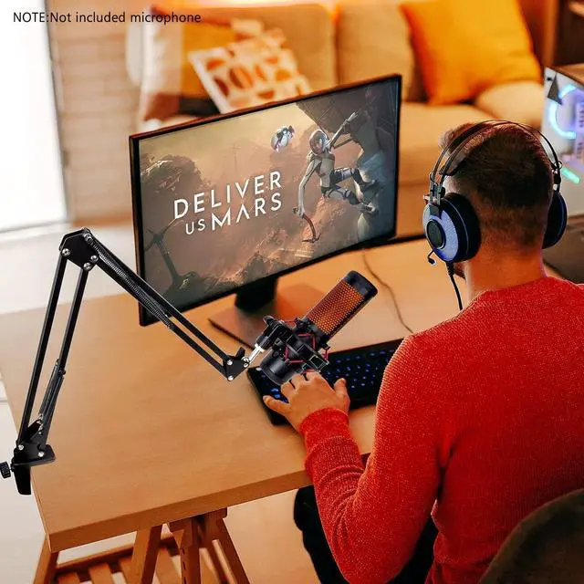 Alt view image 7 of 7 - SUNMON QuadCast Boom Arm Mic Stand, Adjustable Mic Arm with 3/8 to 5/8 Adapter, Metal Microphone Stand Desk for HyperX QuadCast, QuadCast S, Blue Yeti