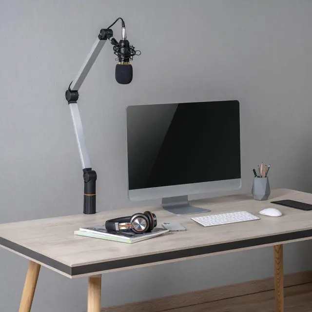 Alt view image 7 of 7 - PrimeCables Boom Arm Mic Stand for Desk Mount 360º Rotatable,Microphone Arm Stand Spring-Assisted Mic Arm 3/8to 5/8Screw Adapter Included for Broadcasting,Studio (Black)