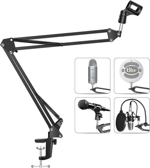 Alt view image 4 of 7 - Duramex (TM) Enhanced Stronger Microphone Suspension Boom Scissor Arm Stand with Pop Filter Max Load at 1.5KG