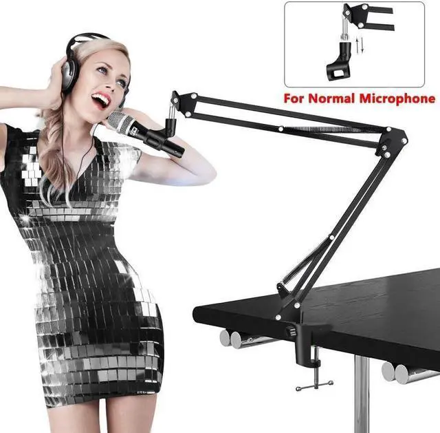 Alt view image 6 of 7 - Duramex (TM) Enhanced Stronger Microphone Suspension Boom Scissor Arm Stand with Pop Filter Max Load at 1.5KG