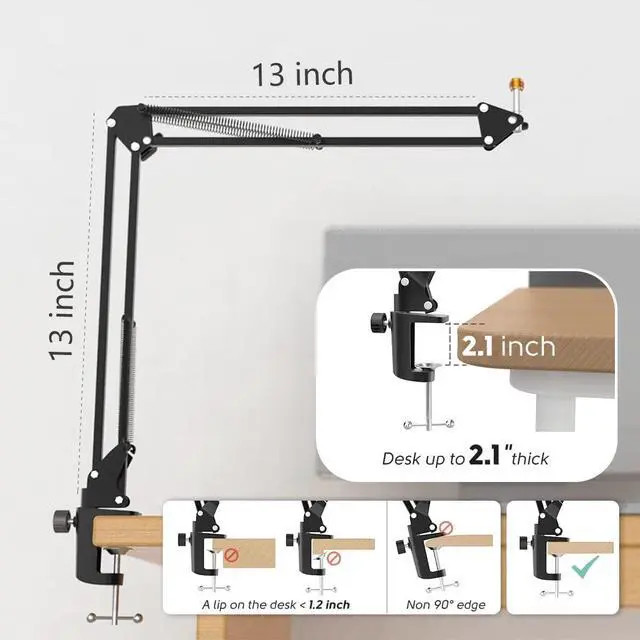 Alt view image 6 of 7 - FIFINE Microphone Arm Stand, Suspension Mic Scissor Boom Arm stand with Metal Material, 3/8" to 5/8" Adapter, Desk Clamp, for Recording, Streaming, Podcast, Video, Flexible and Durable-CS1