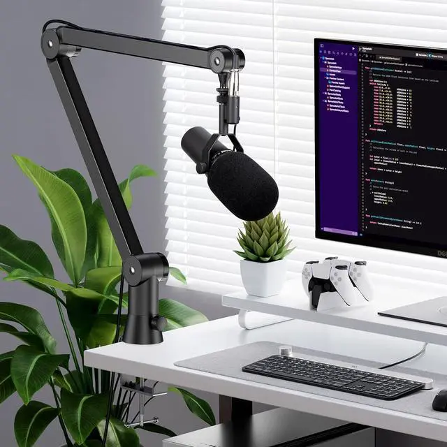 Alt view image 3 of 6 - YOUSHARES Microphone Boom Arm - Hidden Cables Premium Microphone Arm Desk Microphone Stands Compatible with Blue Yeti USB Mic and Most Microphones for Professional Studio, Podcaster, Streaming