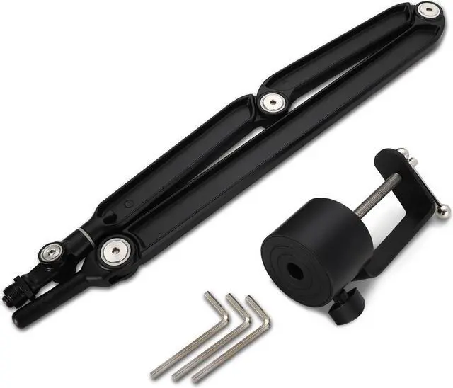 Alt view image 2 of 7 - Facmogu Black Overhead Mic Boom Arm Stand, 360° Rotatable Freely Adjustable Microphone Scissor Arm Stand with Metal Clamp, Mic Boom Arm with Desk Mount for Podcast, Video Gaming, Radio, Studio