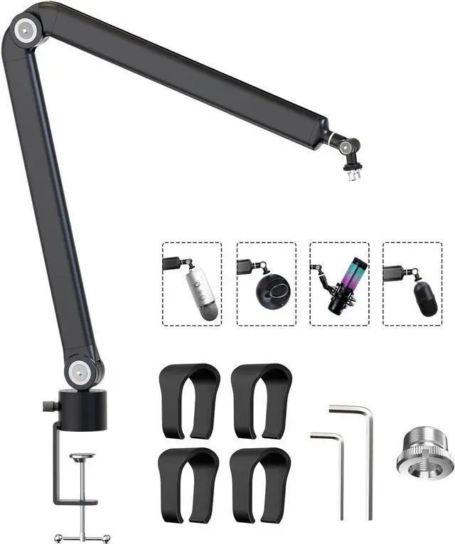 Main image of YOUSHARES Universal Boom Arm, Upgraded Mic Arm - Sturdy Stainless Steel Mic Boom Arm for HyperX QuadCast, Blue Yeti, Rode, Razer and other Mic, Mic Stand with 5 Freely Adjustable Joints