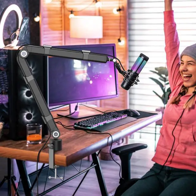 Alt view image 7 of 7 - YOUSHARES Universal Boom Arm, Upgraded Mic Arm - Sturdy Stainless Steel Mic Boom Arm for HyperX QuadCast, Blue Yeti, Rode, Razer and other Mic, Mic Stand with 5 Freely Adjustable Joints