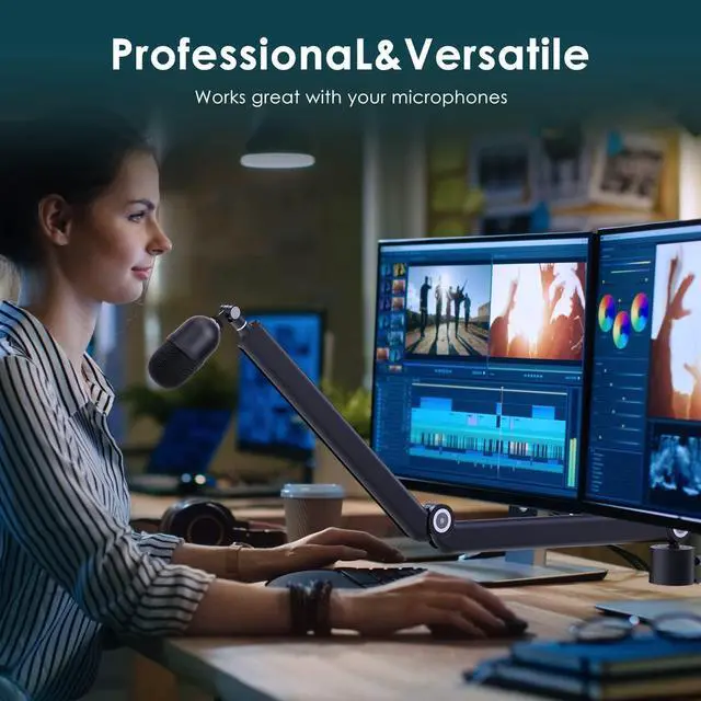 Alt view image 6 of 7 - YOUSHARES Universal Boom Arm, Upgraded Mic Arm - Sturdy Stainless Steel Mic Boom Arm for HyperX QuadCast, Blue Yeti, Rode, Razer and other Mic, Mic Stand with 5 Freely Adjustable Joints