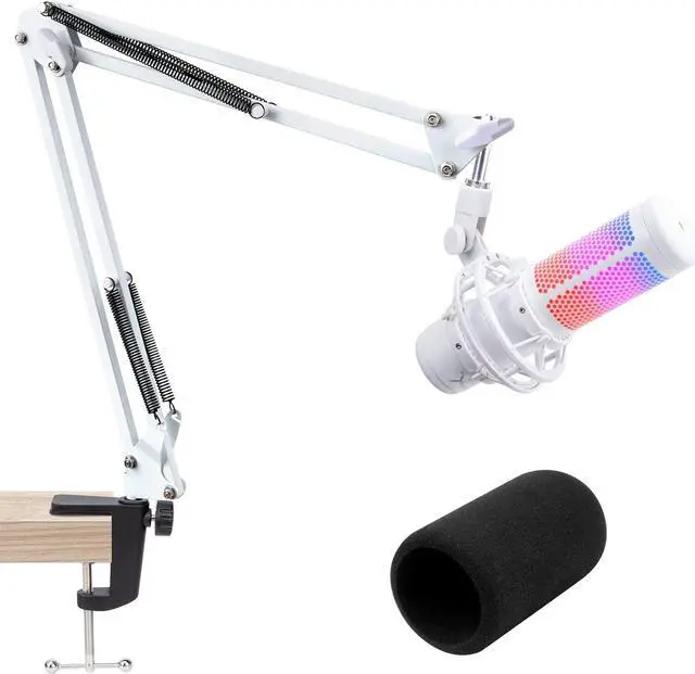 Main image of SUNMON QuadCast Boom Arm Mic Stand with Foam Cover, Adjustable White Microphone Arm Stand for HyperX QuadCast, QuadCast S