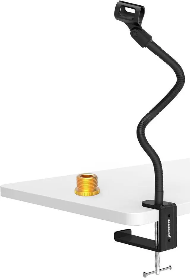 Main image of ZealSound Microphone Stand Arm,Adjustable Gooseneck Desktop Mic Stands Holder Desk Mic Arm with Heavy Duty Desk Clamp,3/8" to 5/8" Screw,Mic Clip Holder,Boom arm,for Blue Snowball Ice Spark(13 Inch)