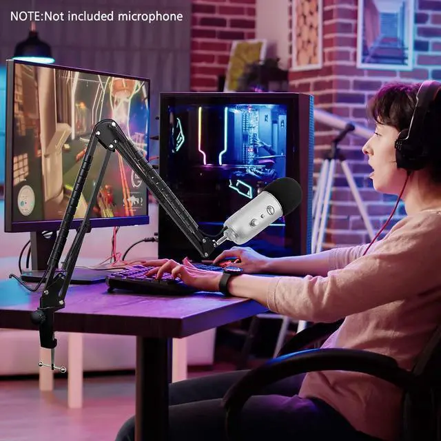 Alt view image 7 of 7 - Blue Yeti Boom Arm Mic Stand with Pop Filter, Compatible with Blue Yeti, Blue Yeti Pro USB Microphone with Cable Sleeve by SUNMON