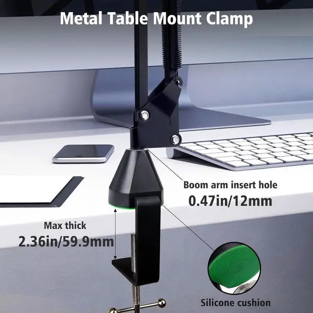 Alt view image 7 of 7 - Universal Wall Mount Microphone Arm and Table Boom Arm Mic Stand, Compatible with HyperX QuadCast, Blue Yeti, Blue Snowball and Most of Mic by SUNMON
