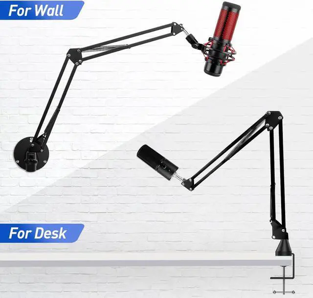 Alt view image 2 of 7 - Universal Wall Mount Microphone Arm and Table Boom Arm Mic Stand, Compatible with HyperX QuadCast, Blue Yeti, Blue Snowball and Most of Mic by SUNMON