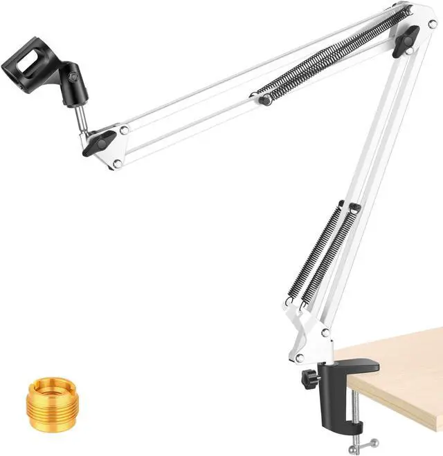 Main image of NEEWER Adjustable Microphone Suspension Boom Scissor Arm Stand, Max Load 1 KG Mic Stand for Radio Broadcasting, Voice-Over, Stage and TV Stations, Compatible with Blue Yeti Snowball Yeti X,etc (White)