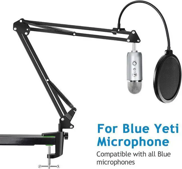 Alt view image 2 of 7 - NEUMA Professional Microphone Stand with Pop Filter Heavy Duty Mic Microphone Suspension Scissor Arm Stand and Windscreen Mask Shield for Blue Yeti and Other Mic