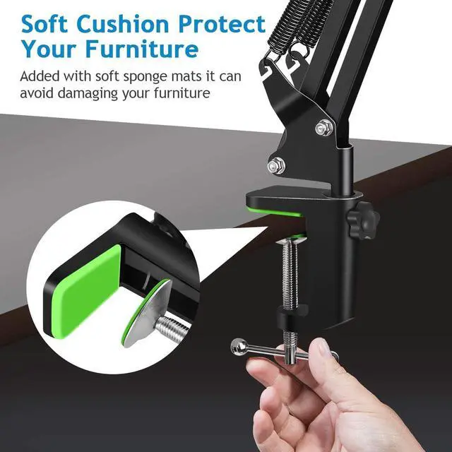 Alt view image 4 of 7 - NEUMA Professional Microphone Stand with Pop Filter Heavy Duty Mic Microphone Suspension Scissor Arm Stand and Windscreen Mask Shield for Blue Yeti and Other Mic