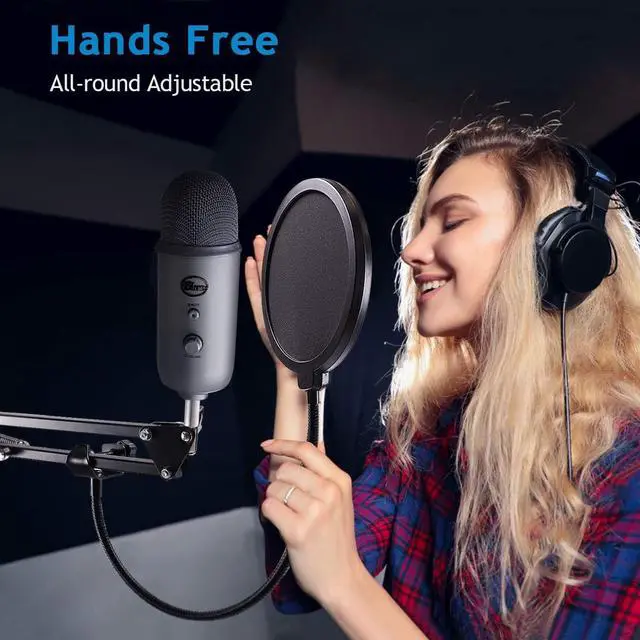 Alt view image 7 of 7 - NEUMA Professional Microphone Stand with Pop Filter Heavy Duty Mic Microphone Suspension Scissor Arm Stand and Windscreen Mask Shield for Blue Yeti and Other Mic