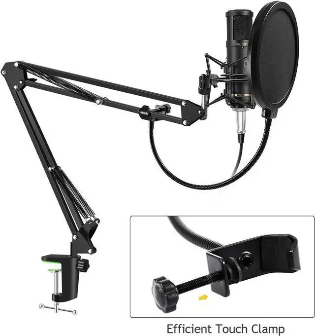 Alt view image 6 of 7 - NEUMA Professional Microphone Stand with Pop Filter Heavy Duty Mic Microphone Suspension Scissor Arm Stand and Windscreen Mask Shield for Blue Yeti and Other Mic