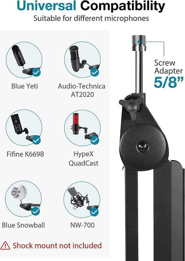 Alt view image 2 of 7 - InnoGear Mic Stand Microphone Stand