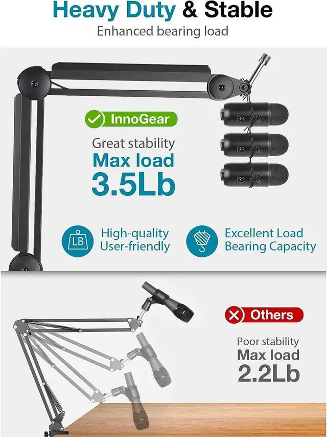 Alt view image 5 of 7 - InnoGear Mic Stand Microphone Stand