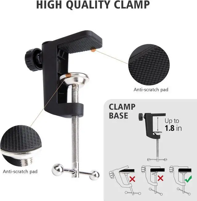 Alt view image 6 of 7 - SUNMON QuadCast Boom Arm with Foam Cover, Adjustable Microphone Mic Stand for HyperX QuadCast, QuadCast S, Rotatable Mic Arm with 3/8 to 5/8 Adapter (Red)