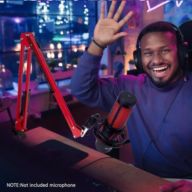 Alt view image 7 of 7 - SUNMON QuadCast Boom Arm with Foam Cover, Adjustable Microphone Mic Stand for HyperX QuadCast, QuadCast S, Rotatable Mic Arm with 3/8 to 5/8 Adapter (Red)