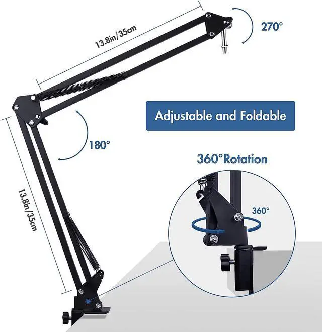 Alt view image 5 of 6 - For rode podmic boom arm, Mic desk stand Compatible with rode pod Microphone, rode podmic arm perfect for Podcasts, Gaming, Recording.