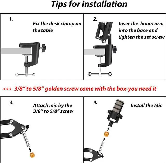 Alt view image 6 of 6 - For rode podmic boom arm, Mic desk stand Compatible with rode pod Microphone, rode podmic arm perfect for Podcasts, Gaming, Recording.