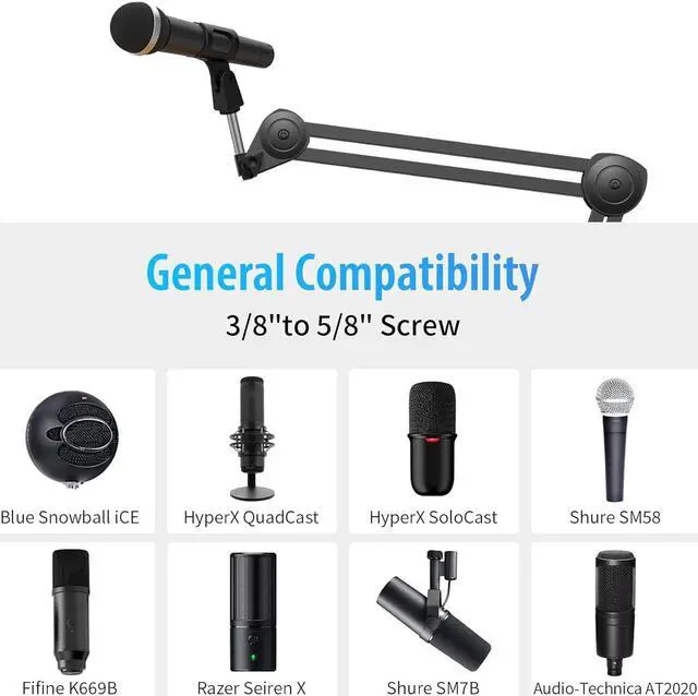 Alt view image 4 of 7 - GUITTO Mic Boom Arm - Upgraded Microphone Arm Stand Heavy Duty Stable Microphone Mount Arms Perfect for Quadcast,Streaming,Gaming,Home Office,Podcast GMS-02