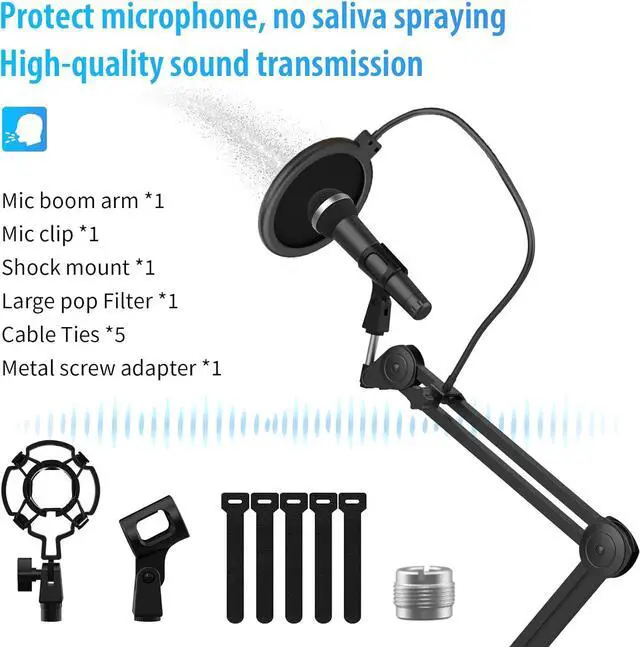 Alt view image 5 of 7 - GUITTO Mic Boom Arm - Upgraded Microphone Arm Stand Heavy Duty Stable Microphone Mount Arms Perfect for Quadcast,Streaming,Gaming,Home Office,Podcast GMS-02