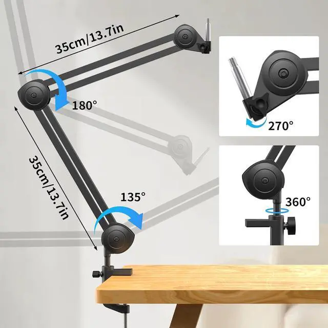 Alt view image 3 of 7 - GUITTO Mic Boom Arm - Upgraded Microphone Arm Stand Heavy Duty Stable Microphone Mount Arms Perfect for Quadcast,Streaming,Gaming,Home Office,Podcast GMS-02