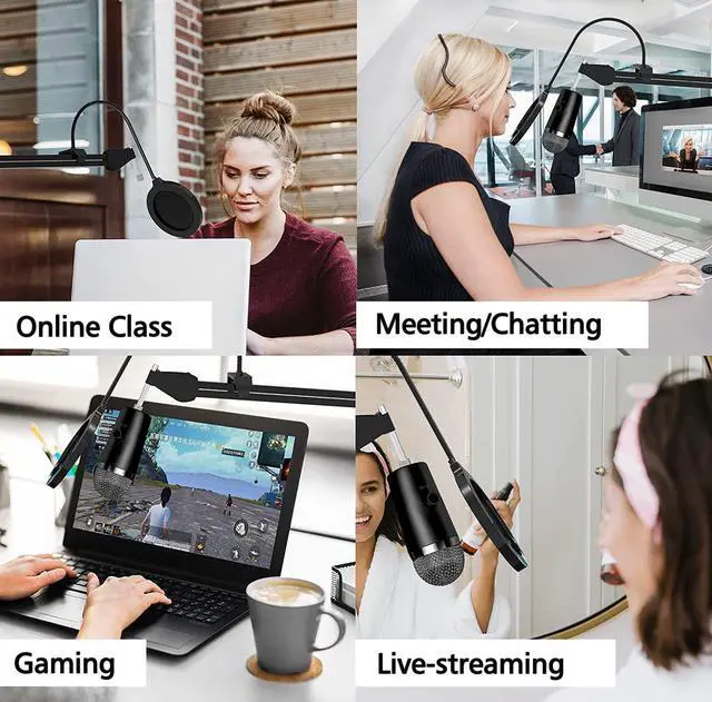 Alt view image 7 of 7 - Microphone Stand for Blue Yeti, Boom Arm Scissor Mic Stand with Windscreen and Double layered screen Pop Filter Heavy Duty Mic Boom Scissor Arm Stands, Broadcasting and Recording.Game