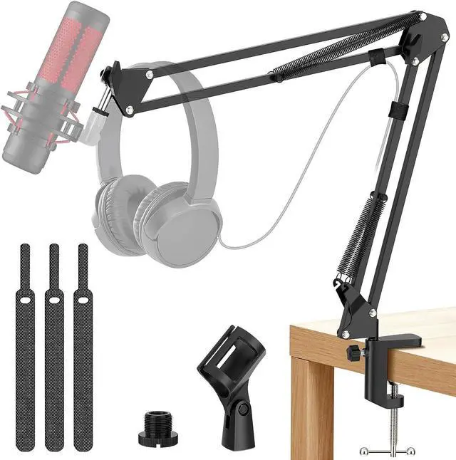 Main image of K KASONIC Microphone Stand, Adjustable Microphone Suspension Boom Scissor Arm Stand for Broadcasting Recording, Voice-Over Sound Studio, Stages, Streaming, Singing and TV Stations