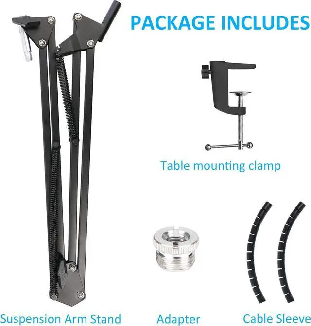 Alt view image 3 of 7 - HyperX SoloCast Boom Arm Microphone Stand YOUSHARES Adjustable Mic Arm Mic Stand with Cable Sleeve Compatible with HyperX SoloCast S Microphone