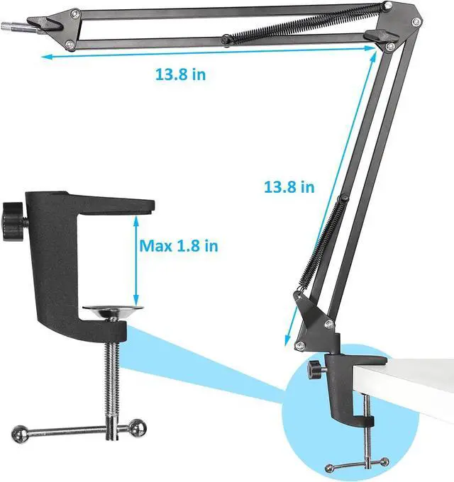 Alt view image 4 of 7 - HyperX SoloCast Boom Arm Microphone Stand YOUSHARES Adjustable Mic Arm Mic Stand with Cable Sleeve Compatible with HyperX SoloCast S Microphone