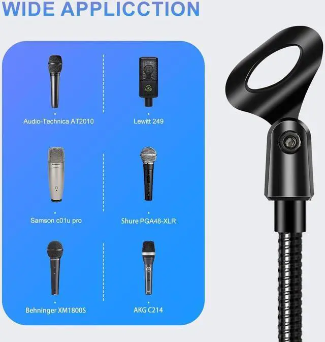 Alt view image 5 of 7 - Mic Stand Boom Microphone Stands Tripod Gooseneck Mic Arm Stand Height Adjustable 3'- 6' with Mic Clips and 3/8" - 5/8" Adapter Microphone stand for Singing Performance Wedding Stage and Mic Mount