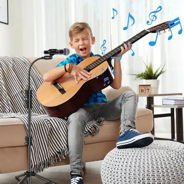 Alt view image 4 of 7 - Mic Stand Boom Microphone Stands Tripod Gooseneck Mic Arm Stand Height Adjustable 3'- 6' with Mic Clips and 3/8" - 5/8" Adapter Microphone stand for Singing Performance Wedding Stage and Mic Mount