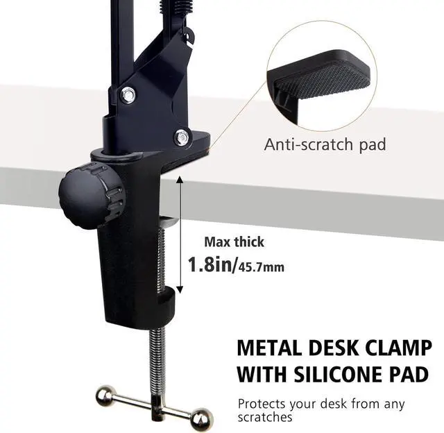 Alt view image 4 of 7 - Blue Snowball Boom Arm Mic Stand with Foam Cover, Compatible with Blue Snowball, Blue Snowball Ice USB Microphone with Cable Sleeve by SUNMON