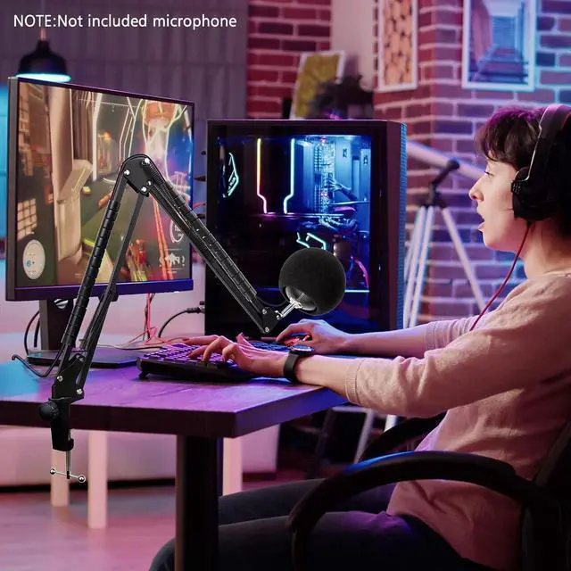 Alt view image 7 of 7 - Blue Snowball Boom Arm Mic Stand with Foam Cover, Compatible with Blue Snowball, Blue Snowball Ice USB Microphone with Cable Sleeve by SUNMON